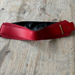 Vintage Fendi Red Leather Belt with Gold-Tone Clip